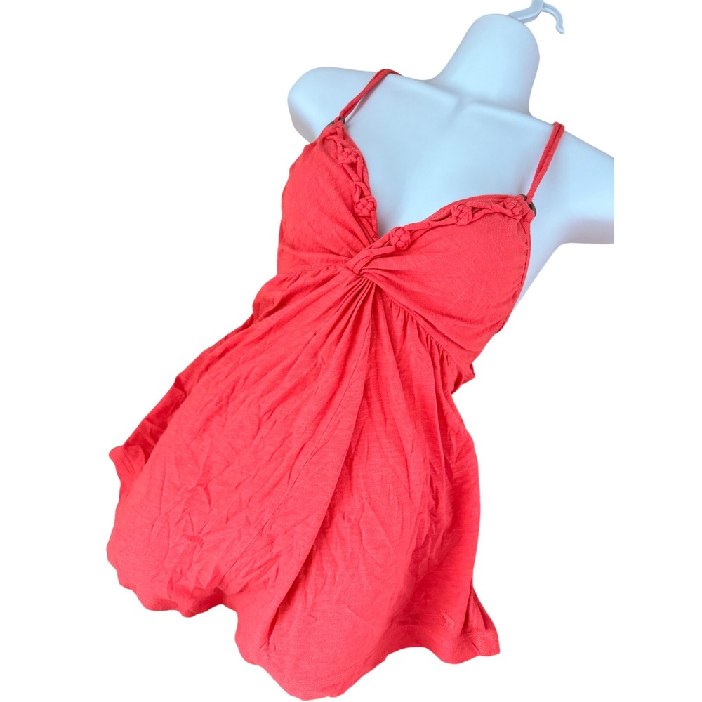 Y2K 2000s style Abercrombie & Fitch Coral Babydoll Camisole Twist Front Braided
